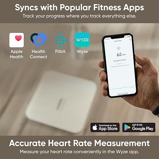 Wyze Smart Scale X - Digital Bathroom Scale for Body Weight, BMI, Body Fat, Muscle Mass, Heart Rate Monitor | ITO Glass & LED Backlight | Batteries Included, 400 lbs (White)