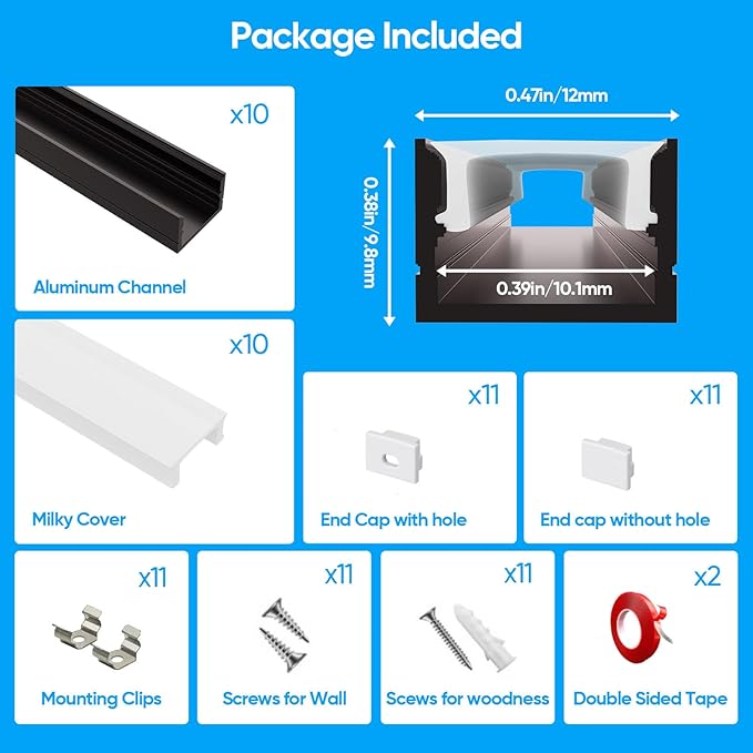Besseto 10 Pack LED Aluminum Channel for Wood Slat Wall Panel,Wall Panel LED Strip Light Aluminum Channel Profile for Living Room Bedroom Bathroom Stairs (Silver-10Pack 6.6Ft)