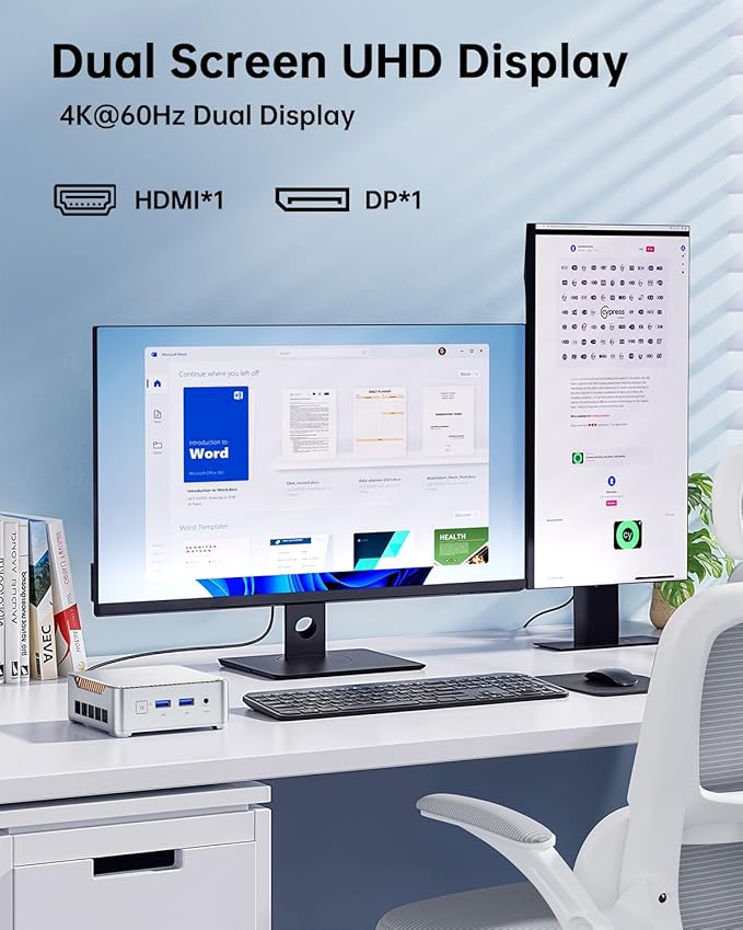 KAMRUI Essenx E2 Mini PC, 16GB RAM 1TB SSD Mini Computers,12th Alder Lake N95 (Beat N100, up to 3.4GHz) Micro PC, HDMI+DP1.4 Dual 4K UHD Small PC,Gigabit Ethernet,WiFi,BT,Home/Office Mini Desktop pc