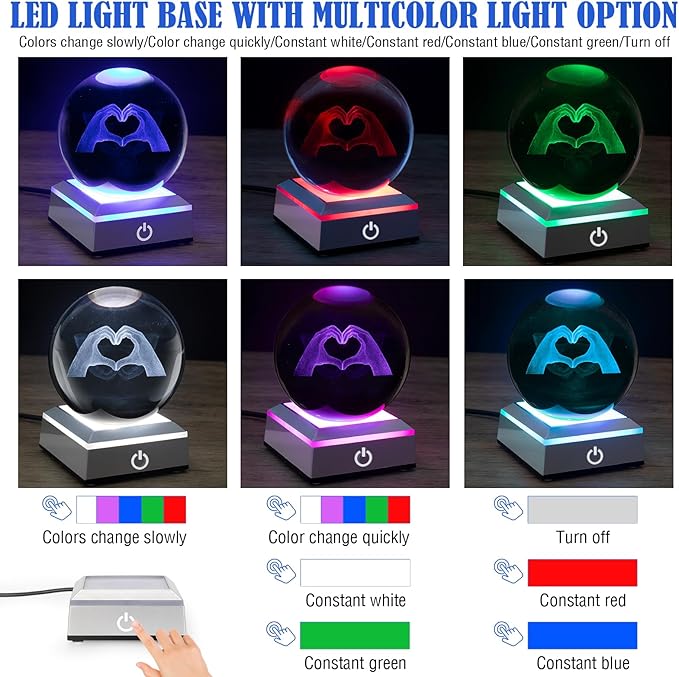 Kopesmsy 3D TayTay Gifts, Cute TS Girl Night Light, 3.15-inch Heart-Shaped Crystal Ball Night Light with LED Colorful Lighting Touch Base, Birthday Mother's Day Christmas Gift