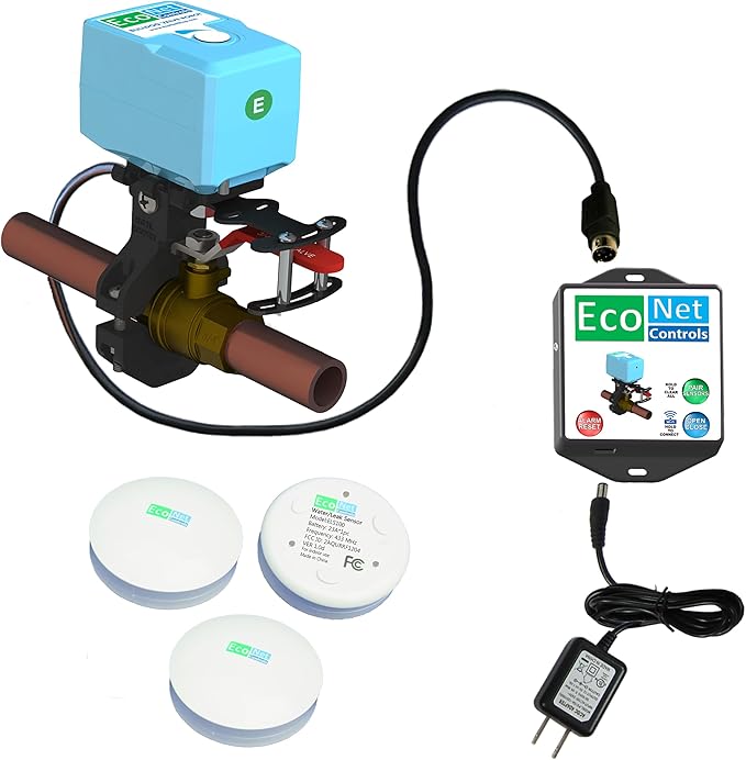 EcoNet Controls EVC400-MW-SK3 Bulldog Matter Over WiFi Starter Kit with 3 sensors - Easy Installation, No Plumbing Required, Smart Home Optional