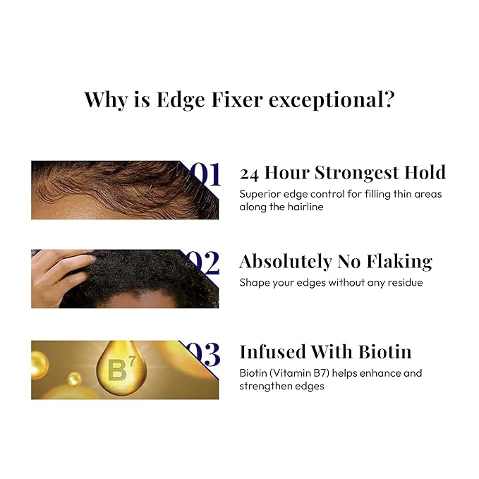 Red by Kiss Edge Fixer Extreme Hold, Strong Edge Control with 24-Hour Hold, Infused with Biotin for Nourishment & Hydration, No Flaking or Oily Residue (1.01 Fl.oz.)