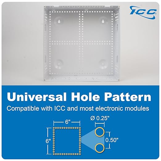 ICC 14” Plastic Structured Wiring Enclosure, Media Enclosure with Cable Wall Cover, Cable Management Box for Distribution of Networking Services, UL Listed TAA Compliant, ICRESDP14E