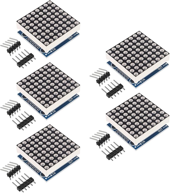 ACEIRMC 5PCS MAX7219 8x8 Dot Matrix LED Display Module 5V MCU Control MAX7219 88 LED Dot Matrix DIY Kit (B)
