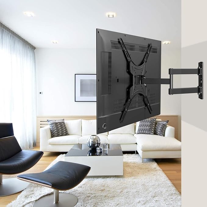 Full Motion TV Wall Mount Bracket Articulating Arms Swivels Tilts Extension for Most 24-55 Inch LED LCD Flat Curved Screen TVs, Max VESA 400x400mm up to 66lbs by Pipishell