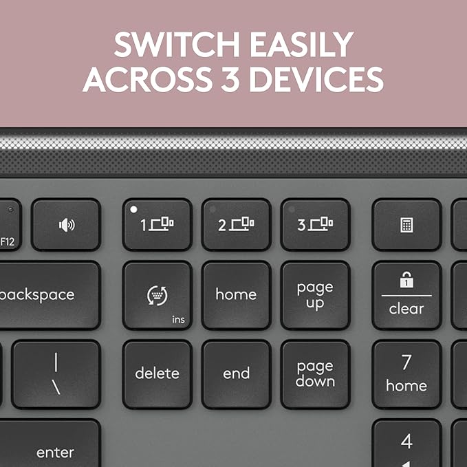 Logitech Signature Slim K950 Wireless Keyboard, Sleek Design, Switch Typing Between Devices, Quiet Typing, Bluetooth, Multi-OS, Windows, Mac, Chrome - Graphite