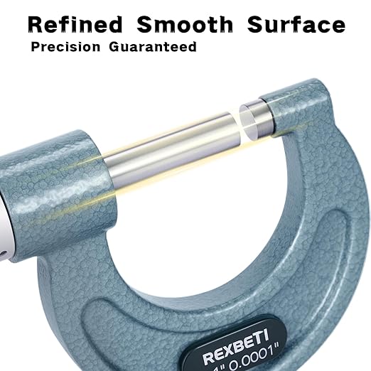REXBETI Outside Micrometer, Ultra-Precision Carbide Tipped Measuring Tool Set, Ratchet Stop, 0-1" Range, 0.001" Graduation, +/-0.0001" Accuracy, Protective Case