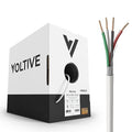 Voltive 14/4 Speaker Wire, in-Wall CL3 & Direct Burial, White, 500ft - 14AWG, 4 Conductors, Stranded Oxygen-Free Copper, UL Listed - V-1209-6