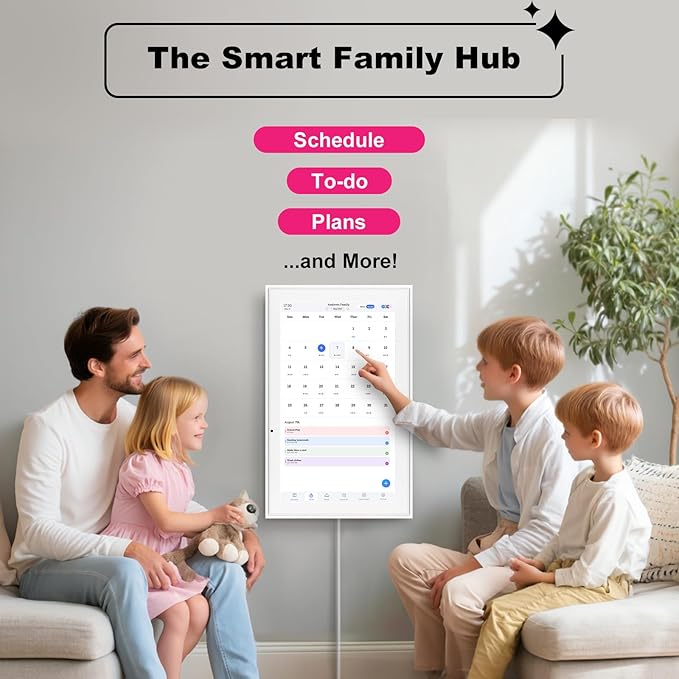 Digital Calendar, 15.6 Inch Wall Planner Electronic Calendar&Chore Chart,1080P Full HD Interactive Touchscreen Smart Touchscreen Interactive Display for Family Schedules – Wall Mount Included, Great for Organizing Your 2026 White