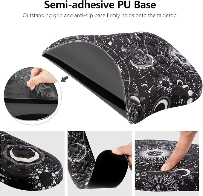 Laokiiy Mouse Pad Wrist Support, 2 in1 Keyboard Wrist Rest+ Ergonomic Mouse Pad, Non-Slip Wrist Rest for Computer Keyboard, Made Easy Typing & Relieve Wrist Pain(Sun Moon)