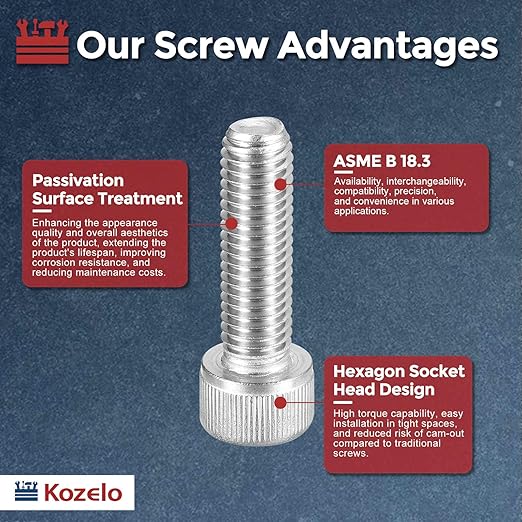 Kozelo 10pcs Socket Head Cap Screws - [M10-1.5 x 35mm] 304 Stainless Steel Allen Socket Drive for Electrical Motor 3D Printing Fan Engine Replacement Use, Silver