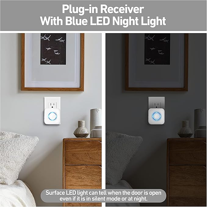 Door Chime, Satisure Door Sensor Chime When Door Opens, Door Entry Alarm for Business/Home/Office/Store with 600 FT Range 58 Chimes 5 Volume Levels LED Indicator (1 Receivers & 4 Sensors)