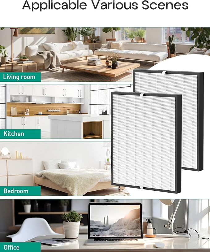 Elnuliros Premium Replacement Filter Compatible with AirDoctor AD3000 Air Cleaner Purifier, Not for AD3500 Version, Include 2 High-Performance Filters, Part # ADF3001, ADF3002
