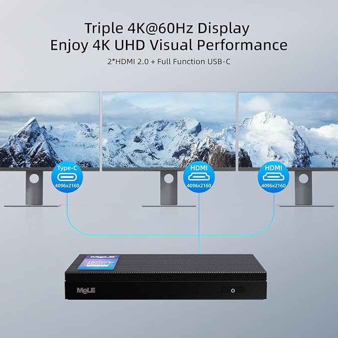MeLE Mini PC Quieter 4C N100 NO OS Fanless Mini Computers, 16GB RAM, 512GB Storage, 2.4/5G Wi-Fi, Full-Functional USB-C, 4K Triple Display Desktop on Home, Office, Education, Astrophotography