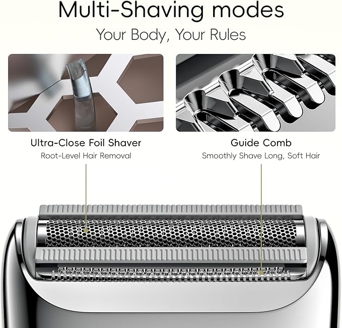 yoose Electric Razors for Women, IPX7 Alloy Body Bikini Trimmer for Women (USB-C, Trimmer Comb, Multi Shaving Modes), Portable Size, Porcelain White