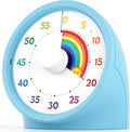 BellMan Visual Timer with Pause Button, 60 Minute Countdown Rainbow Timer for Kids and Adults with Silent Operation, Study and Meetings Time Management Tool, for Home, Office and Gift, Light Blue