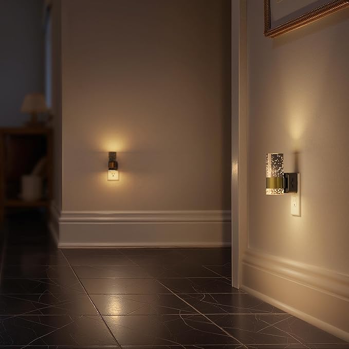 Briignite Night Light, 2 Pack Dimmable Night Lights Plug into Wall, LED Night Light with 0-100 LM Adjustable Brightness, 3000K Automatic Night Lights with Dusk to Dawn Sensor, for Bathroom Hallway