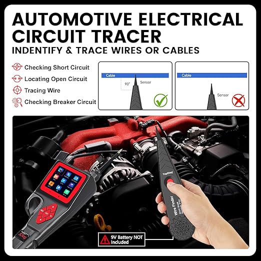 TopDiag P200 Power Circuit Probe Kit - Automotive Circuit Tester with 2024 Online Update, 9~30V Voltage Range, Multimeter, Relay Test, Fuel Injector Tester, Activating Component, Oscilloscope Mode