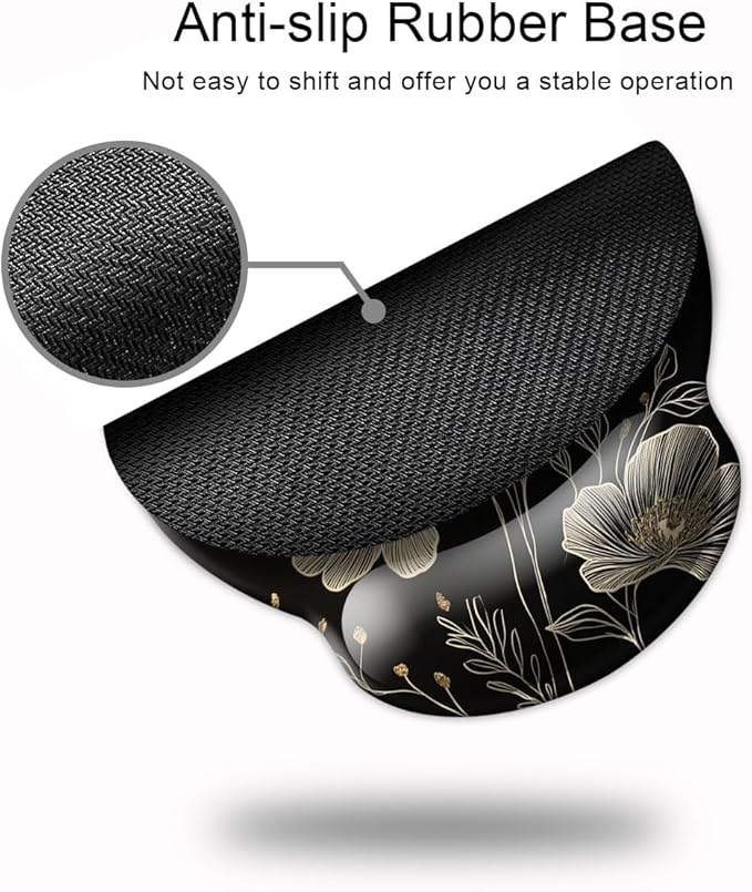 Ergonomic Mouse Pad with Wrist Support,Mouse Pad with Wrist Rest,Relieve Wrist Pain Mousepad Non-Slip Rubber Base,Mouse Pads for Desk,Computers,Laptop,Office,Home,Accessories Aesthetic Flowers