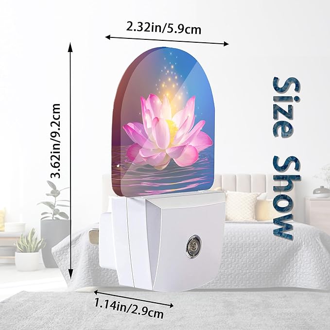 Axxitude Sparkle Pink Lotus Flower Night Lights Plug into Wall for Girls Boys Room,Night Light LED Lamp Dusk to Dawn Sensor Round Lamp for Bedroom Bathroom Hallway Home Wall Decor Nightlight