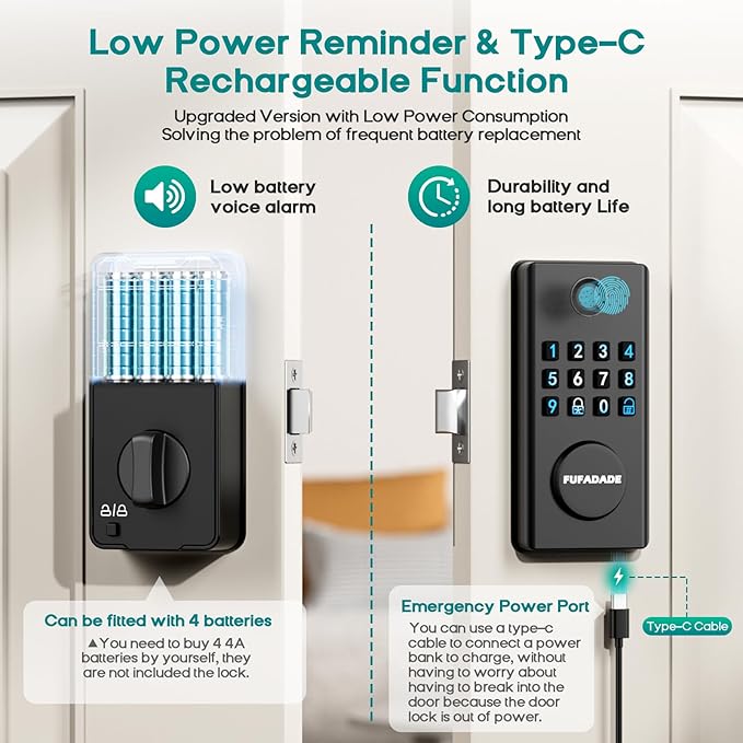Keyless Entry Door Lock Deadbolt,Upgraded Electronic Deadbolt Smart Lock with Tuya App Control & 4 Keys,High Security Smart Lock,Digital Keypad Door Locks,One-time Code, Auto-Locking,Easy to Install