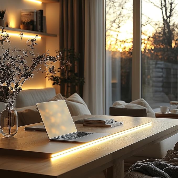 UVTaoYuan Short Led Strip Lights 5V USB LEDs Display Cabinet Lighting USB 8mm Small COB LED Strip Light 4000K Warm White Not Dimmable Flexible led for Home DIY TV Lights Indoor Use (3.28FT /1M)