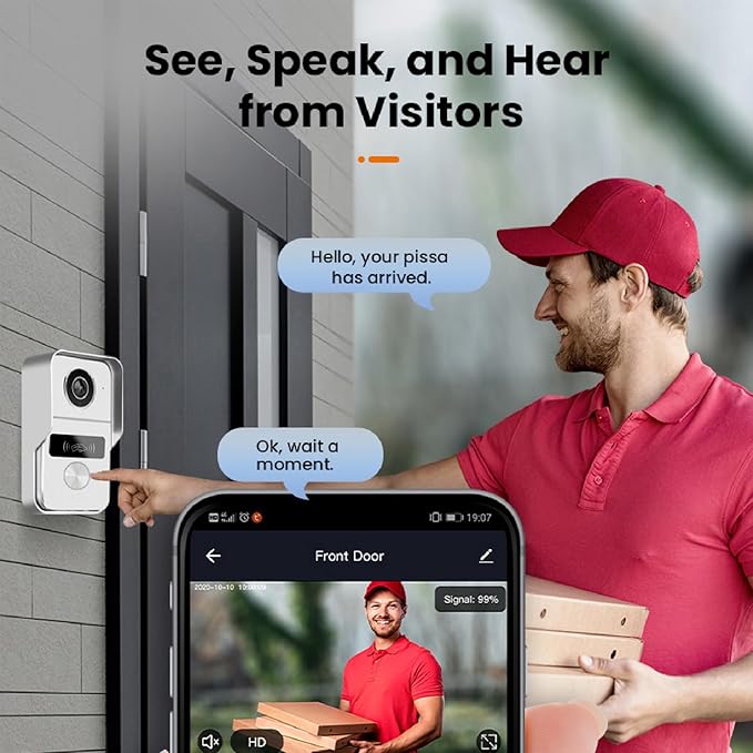 KeonBell 2 Wired Video Intercom System, 7 Inches Video Doorbell Camera with Monitor, Wired Video Door Phone HD Camera Kits Support tuya, Two Way Talk, Video Recording, Remote Unlock for Smart Home