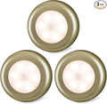 STAR-SPANGLED 3 Pack 2.8” Motion Sensor Lights Indoor AAA Battery Operated, Stick on LED Puck Light for Stairs, Under Cabinet, Closet (Golden, Warm White)