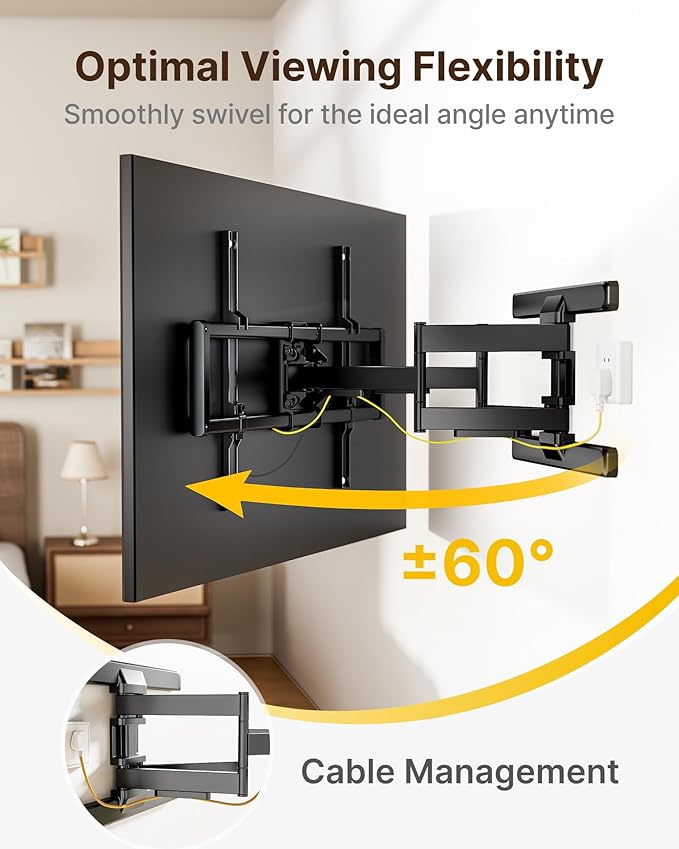 monTEK Full Motion TV Wall Mount for 43"–95" TVs, Pre-Assembled & up to150lbs, Heavy Duty TV Mount Bracket with Tool-Free Tilt/Swivel/Extension, Max VESA 800x400, Fits 16"/18" Studs, HW1242BK