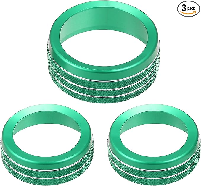 A ABSOPRO Car Air Conditioner Knobs Decals AC Radio Switch Knob Cover for Dodge Durango 2014-2020 for Jeep Cherokee Grand Cherokee 2014-2021 Green (Set of 3)