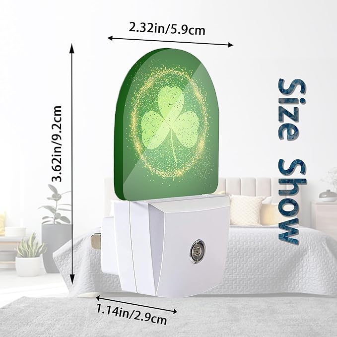 Axxitude St Patrick's Day Shamrock Night Lights Plug into Wall for Girls Boys Room,Night Light LED Lamp Dusk to Dawn Sensor Round Lamp for Bedroom Bathroom Hallway Home Wall Decor Nightlight