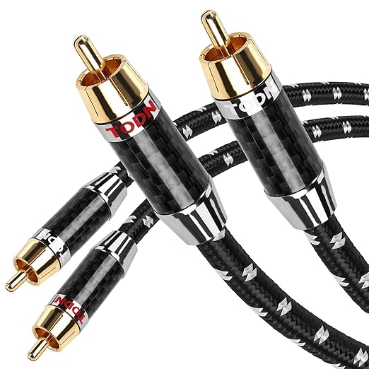 TODN Auidophile 2RCA Male to Male Stereo Audio Cable, OFC RCA Cables for Subwoofer, Home System (9.8ft/3m, 1 Pair)