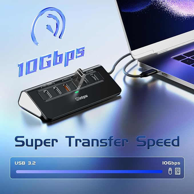 intpw P9R PRO USB C Hub Ethernet, 10Gbps USB C Docking Station 10-in-1 with 4K@60Hz HDMI, Type-C & 2 USB A 3.2 Data, LAN, 2 USB A 2.0, PD 100W, SD/TF Ports, Powered USB Hub for Laptop, iPhone 17, Mac