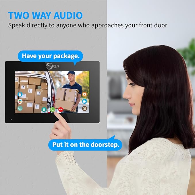 Wired Apartment Video Intercom System,1080P HD Video Doorbell, Compatible with 8 Units 7-inch Touchscreen,Supports Motion Detection,Two-Way Audio,Tuya Smart Home