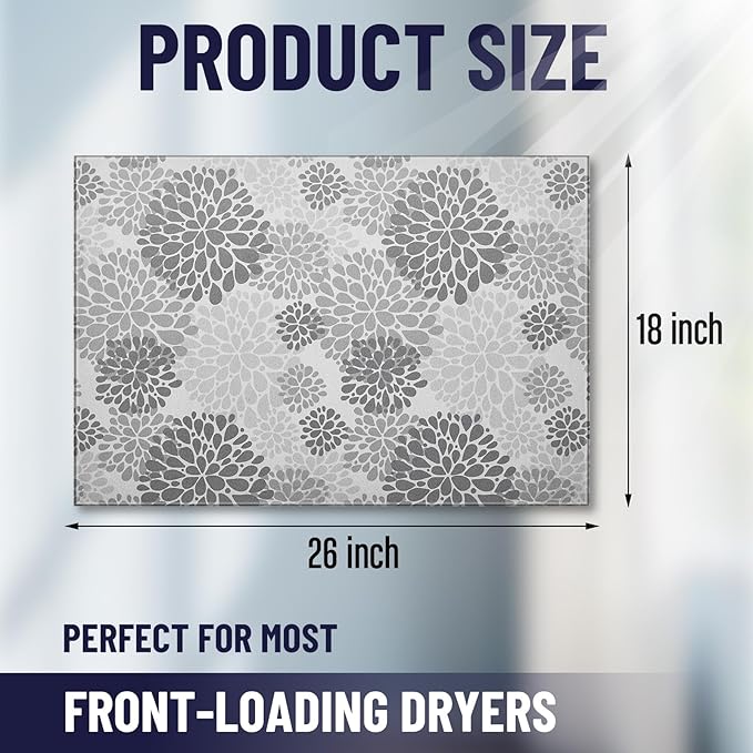 Teenyyou 1 Pcs 26" x 18" Dryer Top Protector Mat, Washer and Dryer Topper, Non Slip Waterproof Machine Cover Dust Proof Quick Drying Topper Pad for Laundry and Kitchen (Bloom)