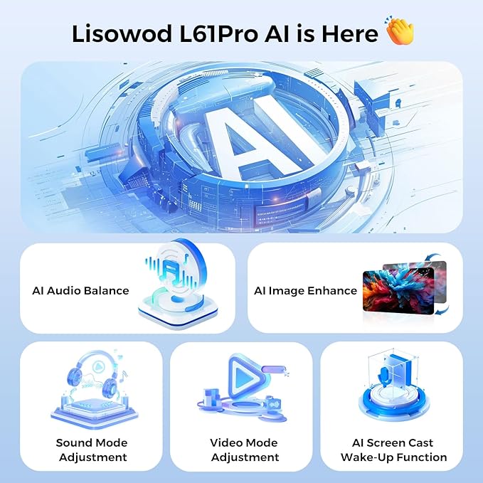 [AI Movin 2.0 OS/2000 ANSI/Official-Apps] Outdoor-Projector-4k with WiFi and Bluetooth, 35W DoIby Audio, AI Auto Focus with HDR10+, Lisowod 4k Support Portable Smart Proyector Compatible with Netflix