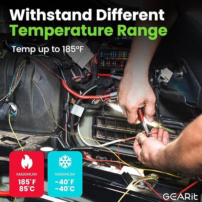 GEARit 16 Gauge Wire (200ft - Black/Red) GPT Automotive Primary Bonded Wire -2 Conductor CCA - for Car Audio, Speaker, Trailer Harness, Electrical - 200 Feet Total 16ga awg