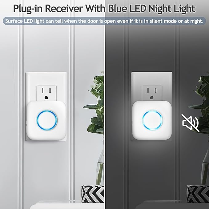 Door Chime, Satisure Door Sensor Chime When Door Opens, Door Entry Alarm for Business/Home/Office/Store with 600 FT Range 58 Chimes 5 Volume Levels LED Indicator (2 Receivers & 3 Sensors)