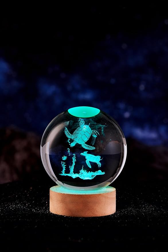 sea Turtle Crystal Ball Lamp,Lifelike 3D Turtle Night Light,16 Colors Changing Light,Dimmable Remote Control, Underwater World lamp Gift (sea Turtle)