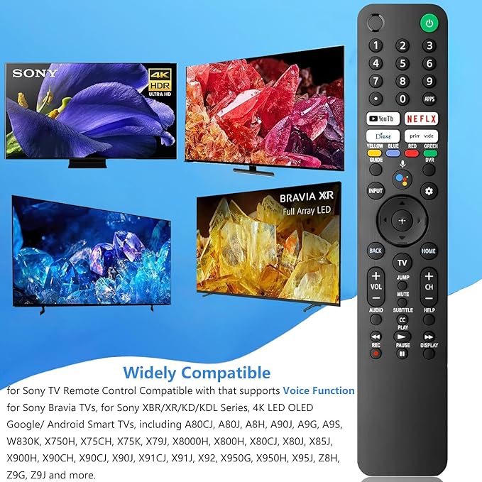 Replacement Voice Remote for Sony TV, for SonyBravia Smart TV with Voice Control, Compatible with Sony Bravia XR/XBR/KD Series 4K/ 8K LED OLED Google/Android Smart TVs