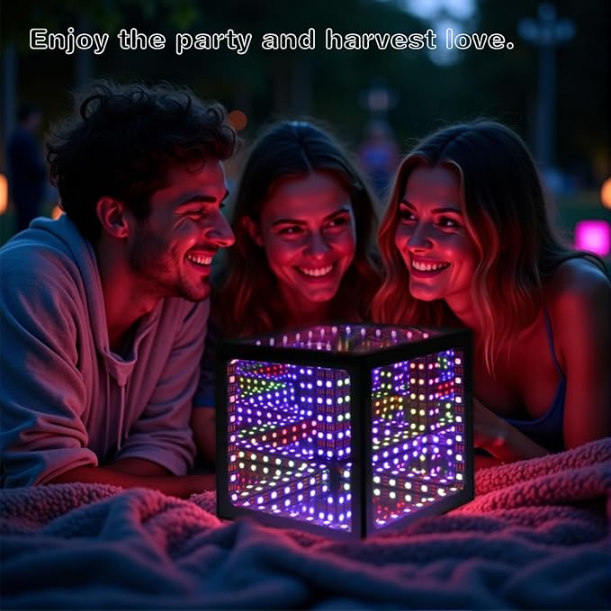 Heepulor Infinity Hyper Cube LED Light LED Controller with Stand, Controller & Sound & App Reactive Table Lamp - Cool & Creative Multicolor Decorative Mirror Art Desk Night Light (8.2 Inches)