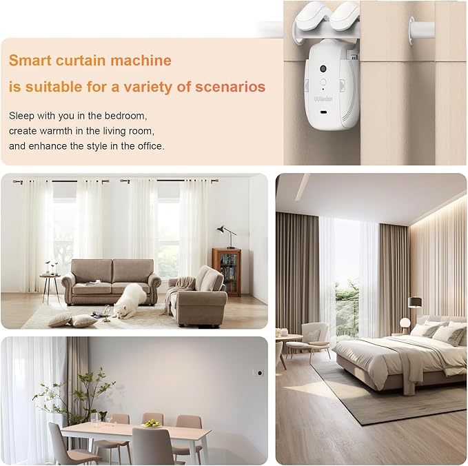 Automatic Curtain Opener - Gifts for Women and Men, Smart Curtain Opener with Remote for Roman/U/T Rails, Bluetooth Curtain Opener with App/Timer, Compatible with Alexa and Google Home