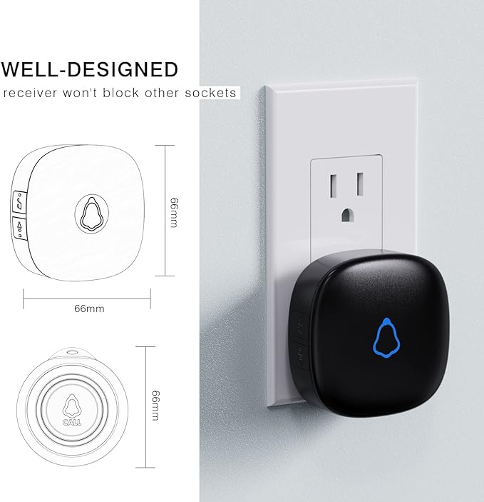 Caregiver Pager, Wireless Call Button for Seniors/Elderly at Home, 3 SOS Buttons + 2 Receivers Medical Life Alert System, Emergency Panic Call Bell, Nurse Calling & Patient Assistance Alarm
