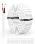 NAOVEO 16 Gauge Wire 2 Conductor Electrical Wire, 16 AWG Stranded PVC Tinned Copper Cable, Flexible/Low Voltage Automotive Wiring for LED Lamps, Marine, Speaker, Appliances (50FT)
