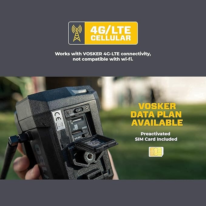 Vosker V150 Twin Pack Solar-Powered LTE Cellular Home Security Outdoor Camera | Motion Activated Photo Capture Nightvision Wireless Camera |Receive Photos (No Video) on Your Mobile App (2 Pack)