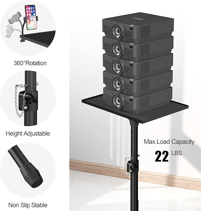 Facilife Projector Stand - Adjustable Height 22 to 63 Inches, Tripod for Laptop & Projector, Outdoor Movies