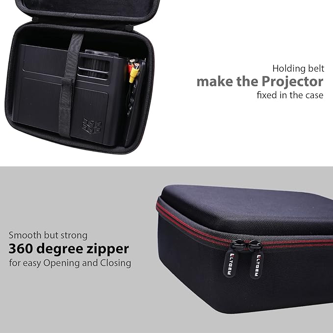 LTGEM Projector Case Compatible with ELEPHAS BL128 Mini Projector 2025/2024 Upgraded(Inside: 10.3"x7.5"x3.5"), Case Only