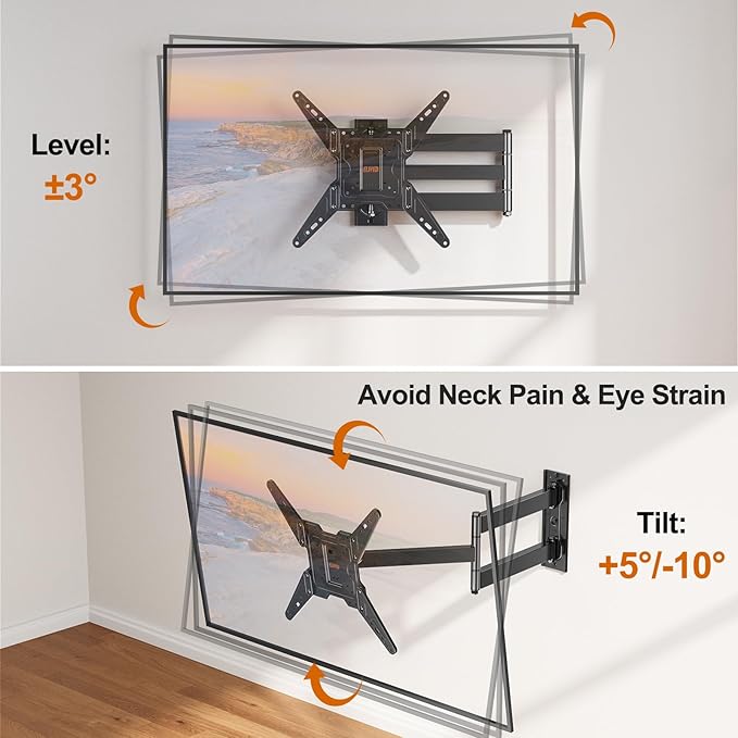 ELIVED 31.3 Inch Long Arm TV Mount for Most 32-65 Inch TVs, Swivel and Tilt Long Extension TV Wall Mount, Full Motion Wall Mount Bracket Max VESA 400x400mm, Holds up to 99 lbs.