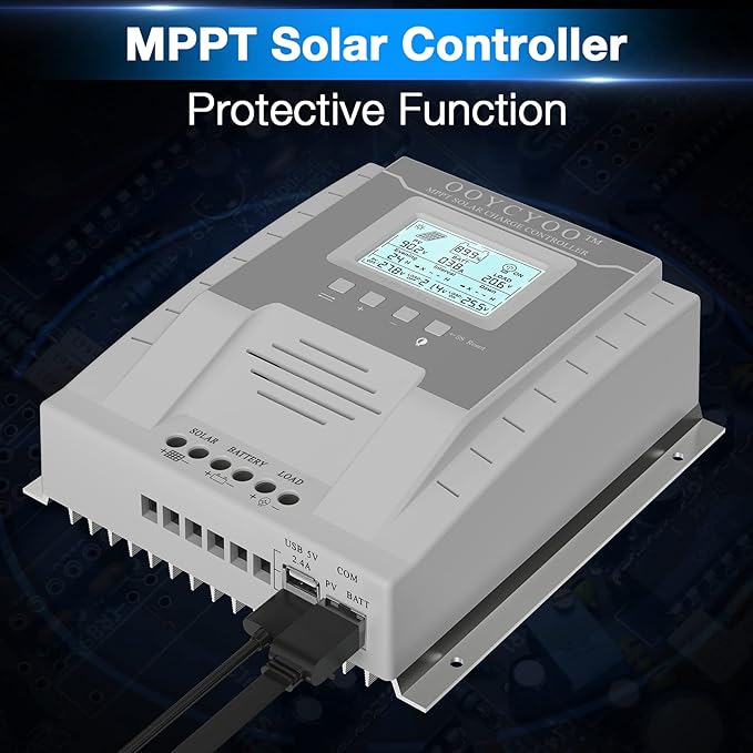 OOYCYOO MPPT Charge Controller 40 amp 12V/24V Auto, 40A Solar Panel Charge Regulator with Blacklight LCD Display Max 100V for Lead-Acid Sealed Gel AGM Flooded Lithium Battery
