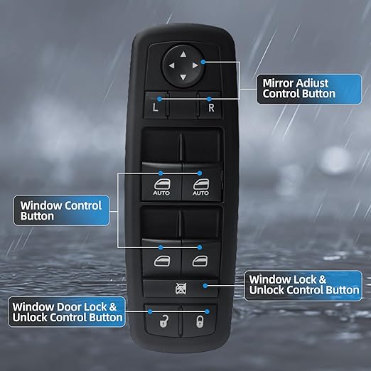 WUANGKI Power Window Master Control Switch | Front Driver Side | 9+3 Pins | Compatible with 2010-2012 Dodge Ram 1500 2500 3500 | OE# 4602863AB | Window Buttons